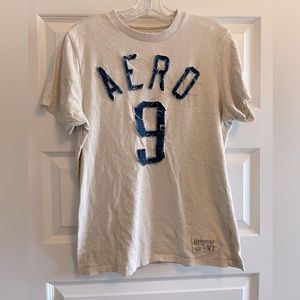 Cream and Blue distressed shirt